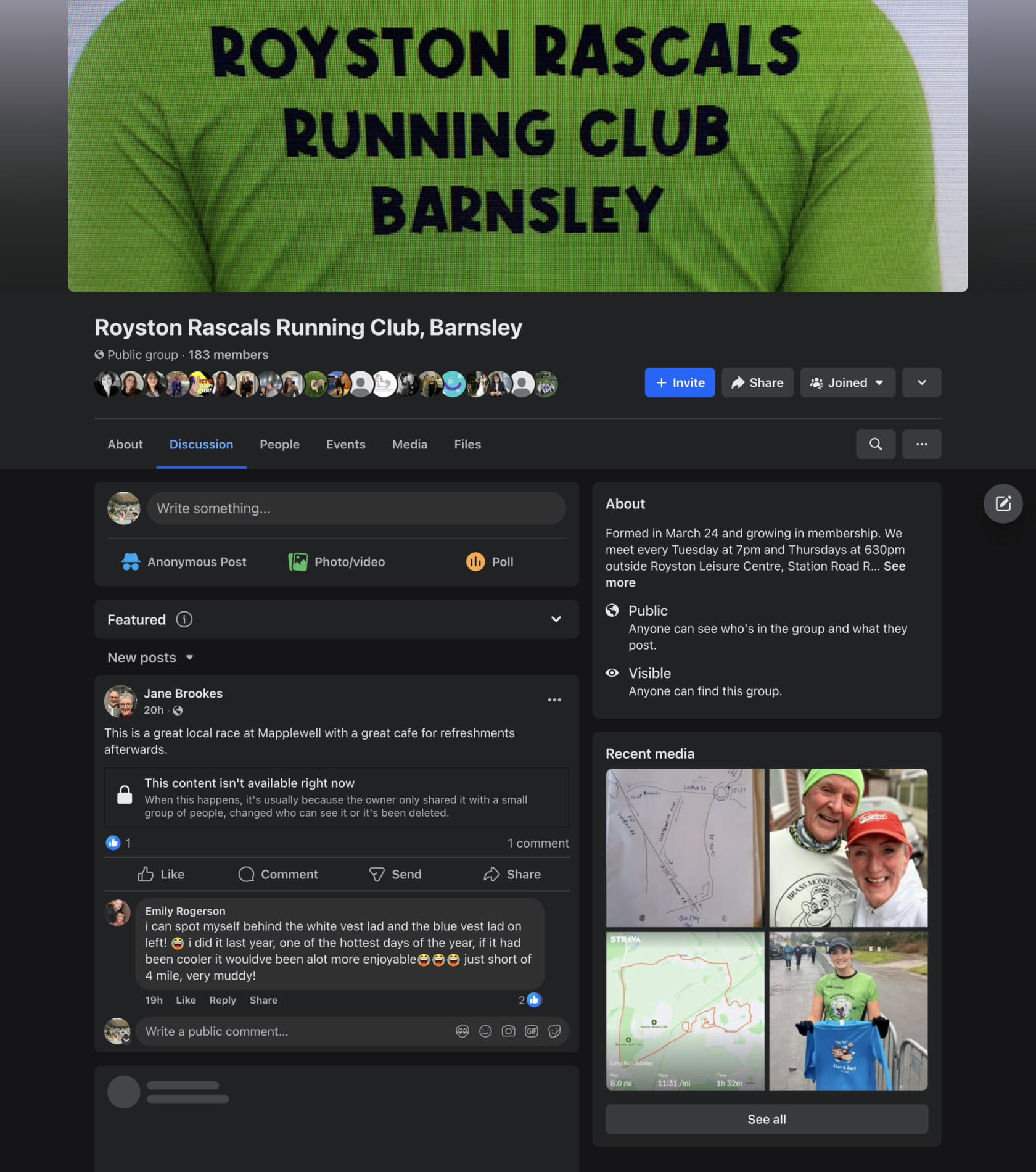 Royston Rascals Facebook group Screenshot of facebook group for the Royston Rascals